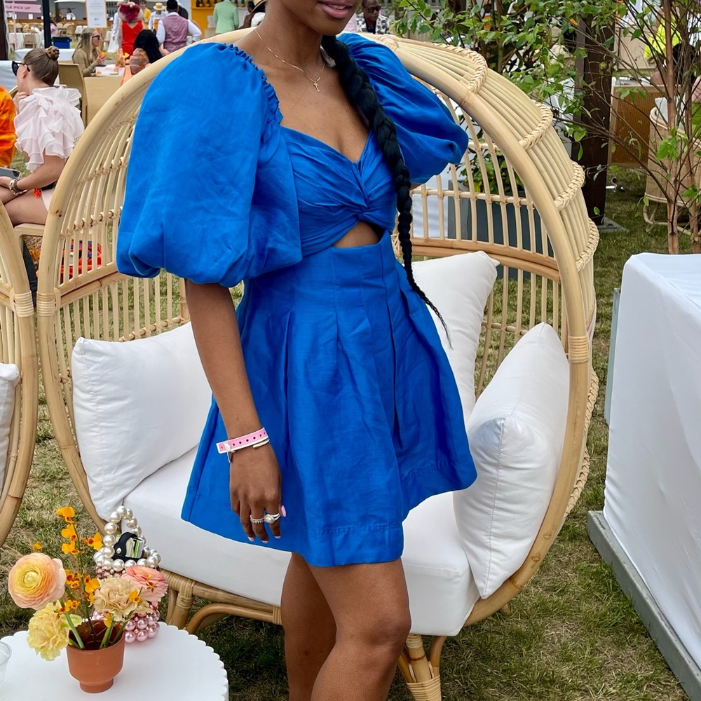 Aje Dusk twist front linen mini dress